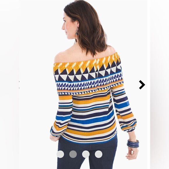 Chico’s Graphic Off-The-Shoulder Top sz XL - Picture 5 of 8